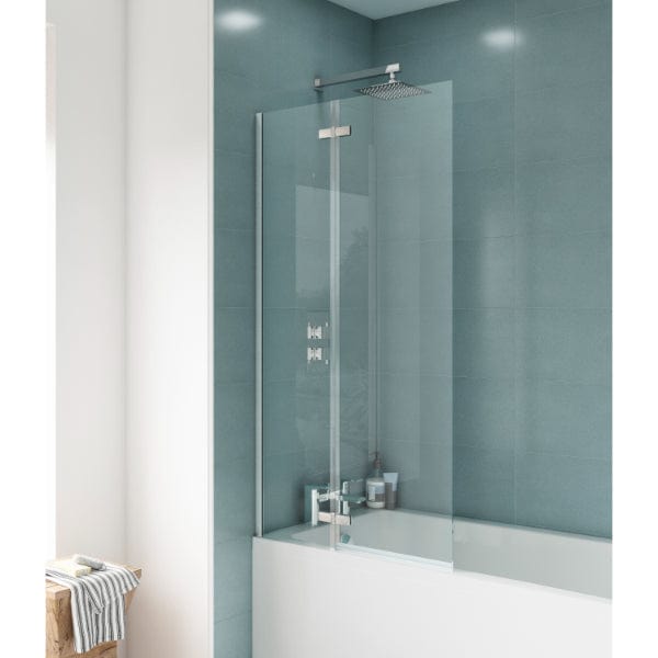 Nuie Bath Screens,Nuie,Bath Accessories Nuie Ella Hinged Shower Bath Screen - 1400mm x 750mm - Satin Chrome
