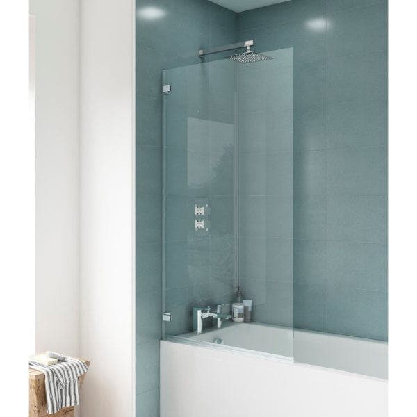 Nuie Bath Screens,Nuie,Bath Accessories Nuie Ella Hinged Shower Bath Screen - 1435mm x 780mm - Satin Chrome