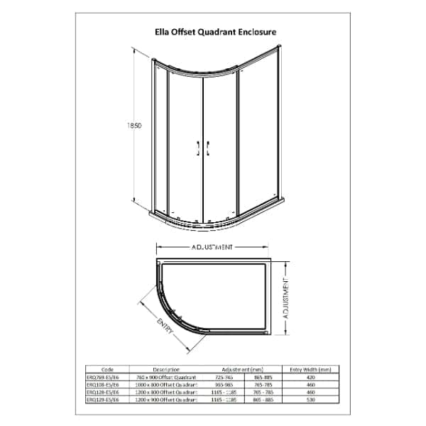 Nuie Offset Quadrant Shower Enclosure,Enclosure,Nuie Nuie Ella Offset Quadrant Shower Enclosure - Chrome