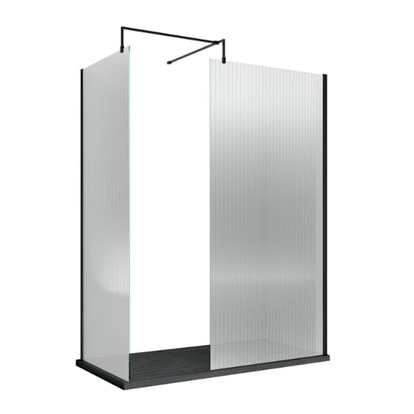 Nuie Wet Room Glass & Screens Nuie Fluted Wetroom Screen And Support Bar