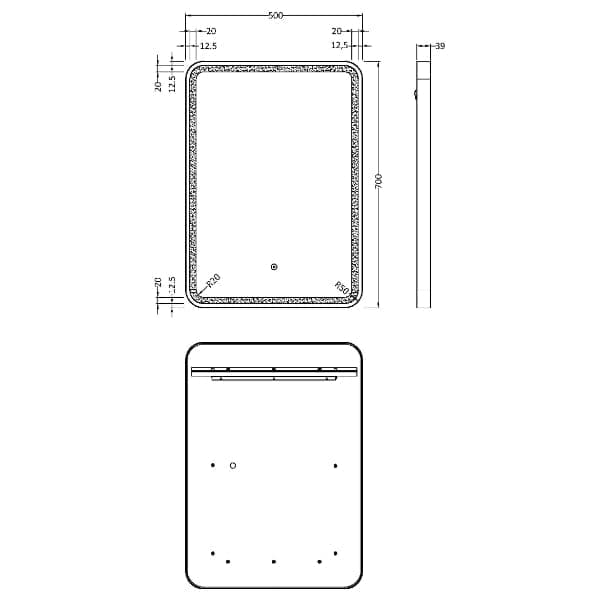 Nuie Illuminated Mirrors Nuie Framed LED Illuminated Mirror With Touch Sensor - 700mm x 500mm