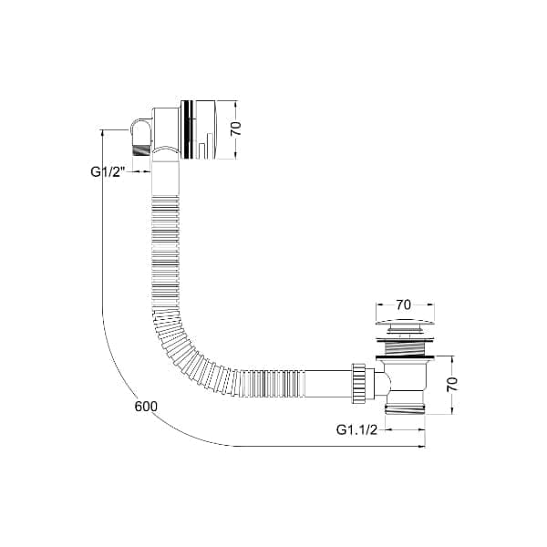 Nuie Overflow Bath Fillers,Overflow Filler Wastes Nuie Freeflow Round Bath Filler Waste And Overflow - Chrome