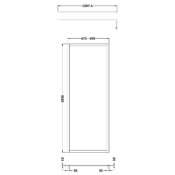 Nuie Wet Room Glass & Screens Nuie Full Outer Framed Wetroom Screen with Support Bar