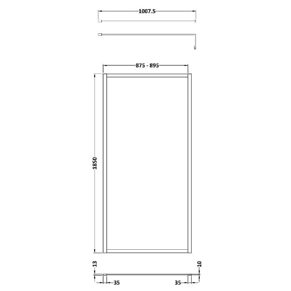 Nuie Wet Room Glass & Screens Nuie Full Outer Framed Wetroom Screen with Support Bar