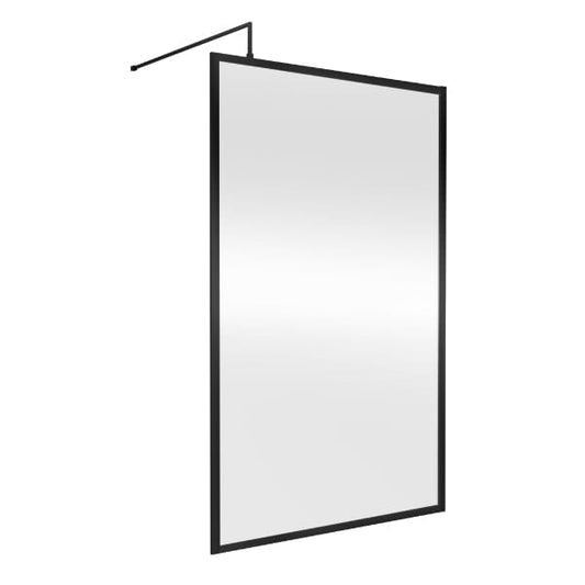 Nuie Wet Room Glass & Screens 1200mm / Matt Black Nuie Full Outer Framed Wetroom Screen with Support Bar
