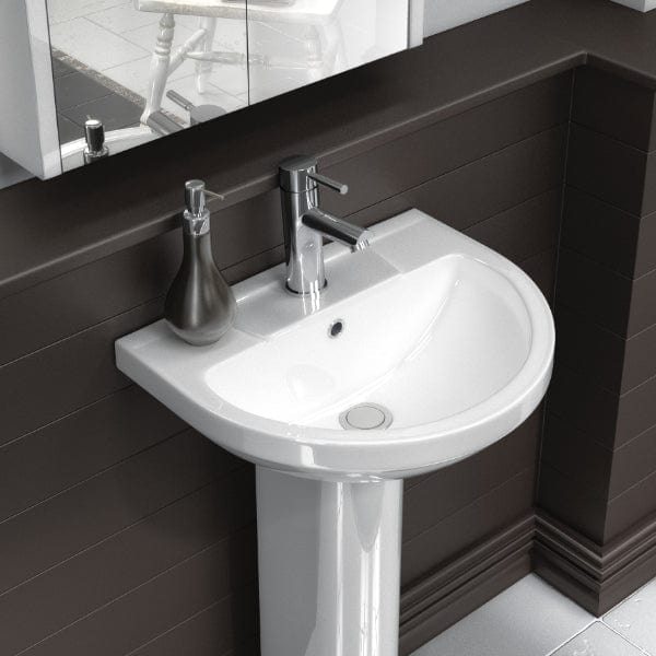 Nuie Full Pedestal Basins,Modern Basins Nuie Harmony 500mm Basin With Full Pedestal - 1 TH - White