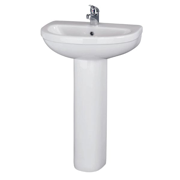 Nuie Full Pedestal Basins,Modern Basins One Nuie Ivo 550mm Basin With Full Pedestal - White