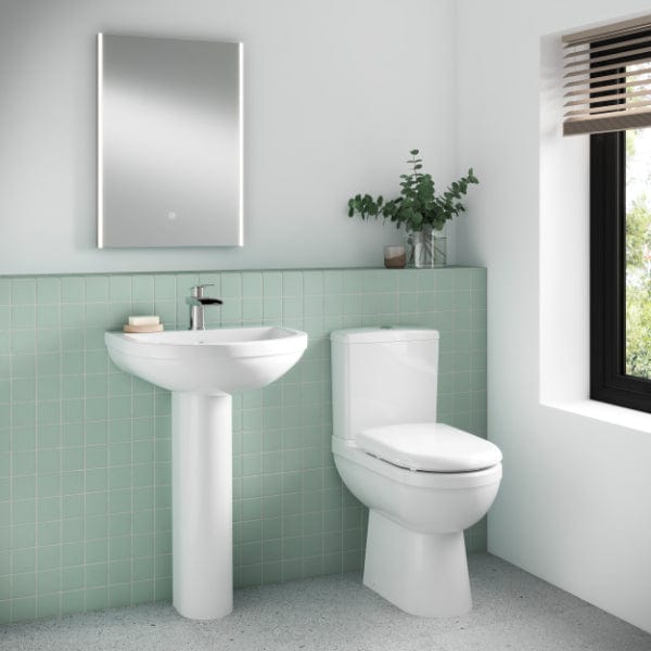 Nuie Comfort Height Toilets,Close Coupled Toilets,Modern Close Coupled Toilets,Rimless Close Coupled Toilets Nuie Ivo Comfort Height Close Coupled Toilet With Push Button Cistern - White