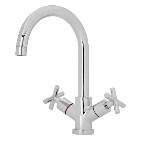 Nuie Kitchen Mixer Taps Nuie Kitchen Sink Mixer Tap Dual Crosshead Handle - Chrome