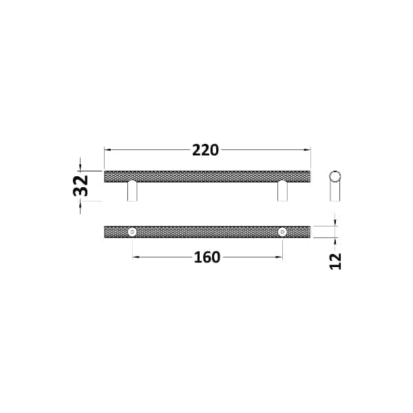 Nuie Other Furniture Accessories,Nuie Nuie Knurled Bar Furniture Handle 160mm Wide