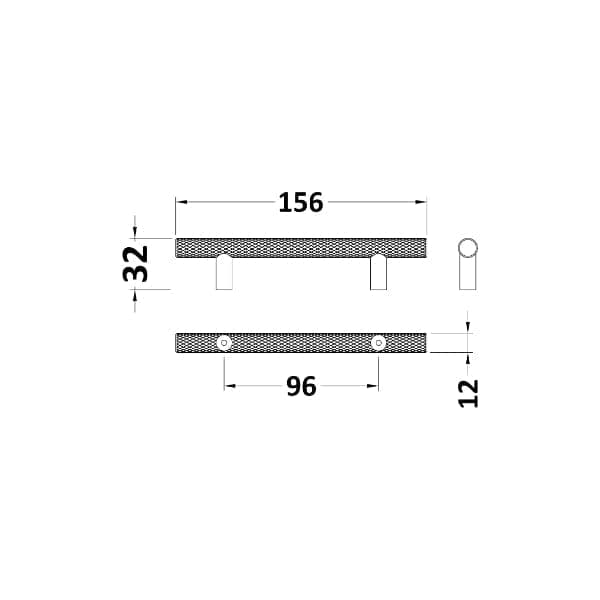 Nuie Other Furniture Accessories,Nuie Nuie Knurled Bar Furniture Handle 96mm Wide