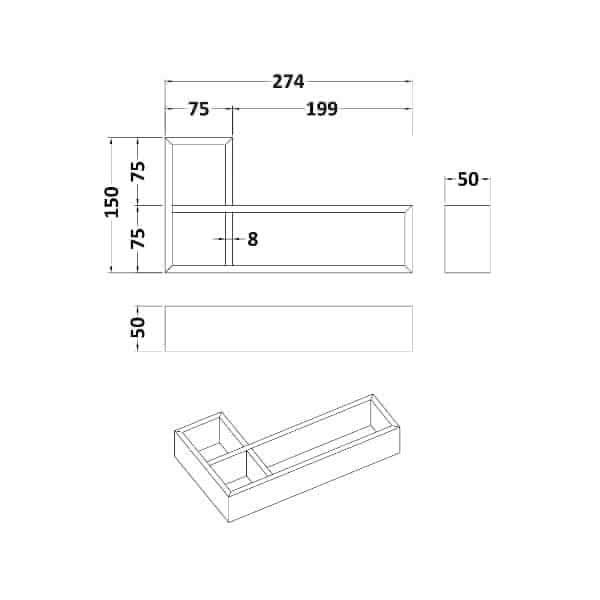 Nuie Other Furniture Accessories, Nuie Nuie L-Shaped Drawer Organiser - Bamboo