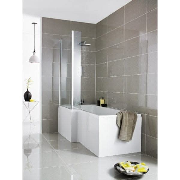 Nuie Bath Panels,Nuie,Bath Accessories Nuie L Shaped Shower Bath Front Panel - 700mm - White