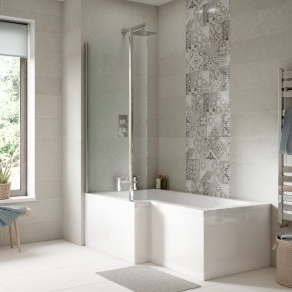 Nuie Bath Panels,Nuie,Bath Accessories Nuie L Shaped Shower Bath Front Panel - 700mm - White