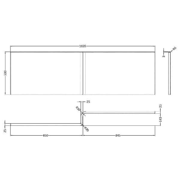 Nuie Bath Panels,Nuie,Bath Accessories Nuie L Shaped Shower Bath Front Panel - White