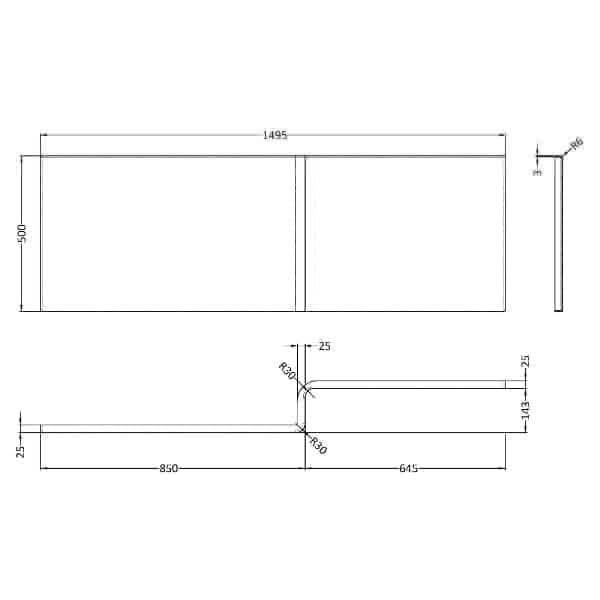 Nuie Bath Panels,Nuie,Bath Accessories Nuie L Shaped Shower Bath Front Panel - White