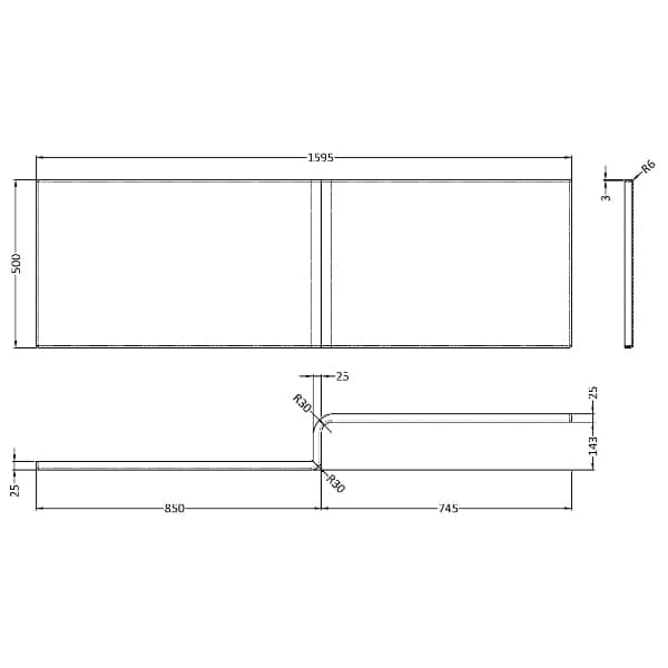 Nuie Bath Panels,Nuie,Bath Accessories Nuie L Shaped Shower Bath Front Panel - White