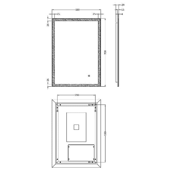 Nuie Illuminated Mirrors Nuie Leva Ambient LED Illuminated Mirror With Touch Sensor - 700mm x 500mm - Clear
