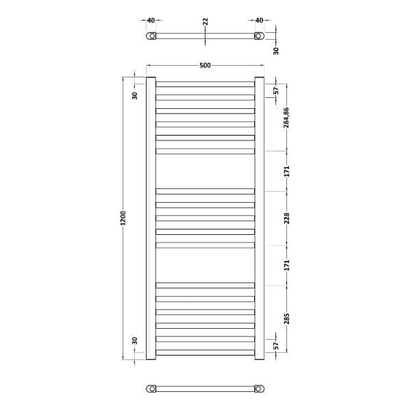 Nuie Straight Designer Heated Towel Rails,Modern Designer Heated Towel Rails Nuie Lorica Straight Heated Towel Rail - 1200mm x 500mm - Brushed Brass
