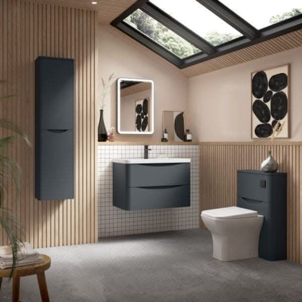 Nuie Wall Hung Vanity Units,Modern Vanity Units,Basins With Wall Hung Vanity Units,Nuie Nuie Lunar 2 Drawer Wall Hung Vanity Unit With Polymarble Basin 600mm Wide