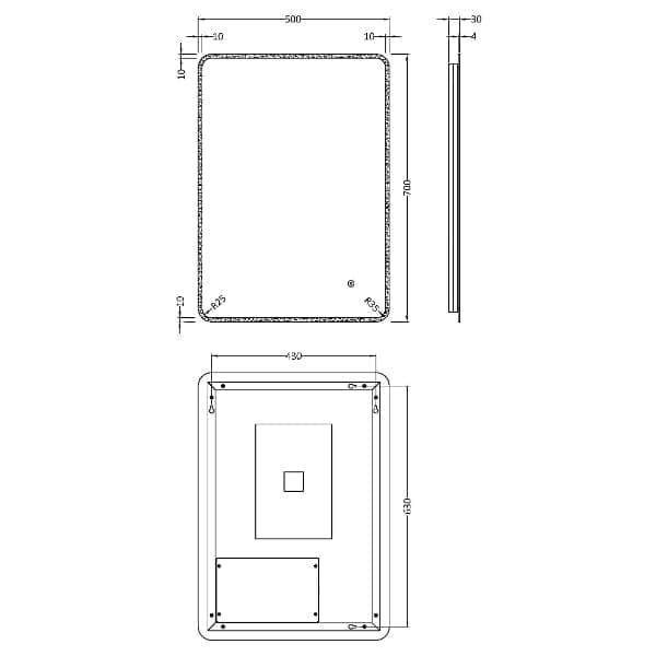 Nuie Illuminated Mirrors Nuie Lynx Ambient LED Illuminated Mirror With Touch Sensor - 700mm x 500mm - Clear