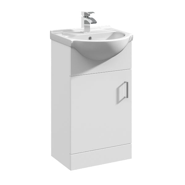 Nuie Floor Standing Vanity Units,Modern Vanity Units,Basins With Floor Standing Vanity Units,Nuie 450mm Nuie Mayford 1 Door Floorstanding Vanity Unit With Round Basin - Gloss White