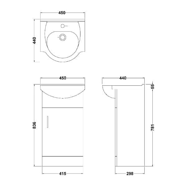 Nuie Floor Standing Vanity Units,Modern Vanity Units,Basins With Floor Standing Vanity Units,Nuie Nuie Mayford 1 Door Floorstanding Vanity Unit With Round Basin - Gloss White