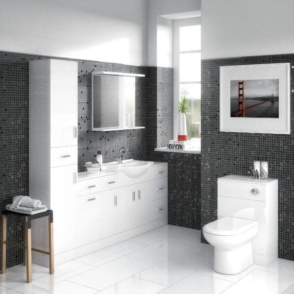 Nuie Floor Standing Vanity Units,Modern Vanity Units,Basins With Floor Standing Vanity Units,Nuie Nuie Mayford 1 Door Floorstanding Vanity Unit With Round Basin - Gloss White