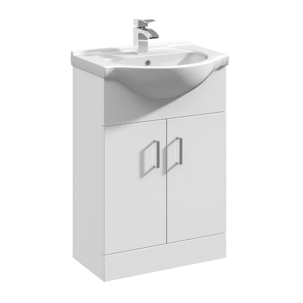 Nuie Floor Standing Vanity Units,Modern Vanity Units,Basins With Floor Standing Vanity Units,Nuie 550mm Nuie Mayford 1 Door Floorstanding Vanity Unit With Round Basin - Gloss White