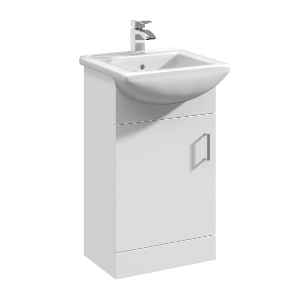 Nuie Floor Standing Vanity Units,Modern Vanity Units,Basins With Floor Standing Vanity Units,Nuie 450mm Nuie Mayford 1 Door Floorstanding Vanity Unit With Square Basin - Gloss White