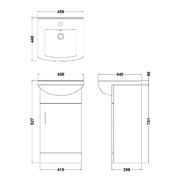 Nuie Floor Standing Vanity Units,Modern Vanity Units,Basins With Floor Standing Vanity Units,Nuie Nuie Mayford 1 Door Floorstanding Vanity Unit With Square Basin - Gloss White