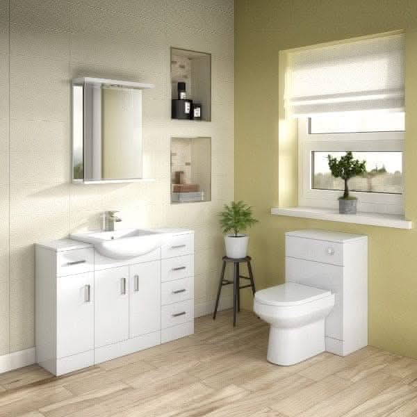 Nuie Floor Standing Vanity Units,Modern Vanity Units,Basins With Floor Standing Vanity Units,Nuie Nuie Mayford 1 Door Floorstanding Vanity Unit With Square Basin - Gloss White