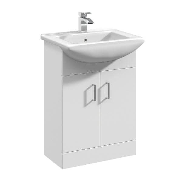 Nuie Floor Standing Vanity Units,Modern Vanity Units,Basins With Floor Standing Vanity Units,Nuie 550mm Nuie Mayford 1 Door Floorstanding Vanity Unit With Square Basin - Gloss White