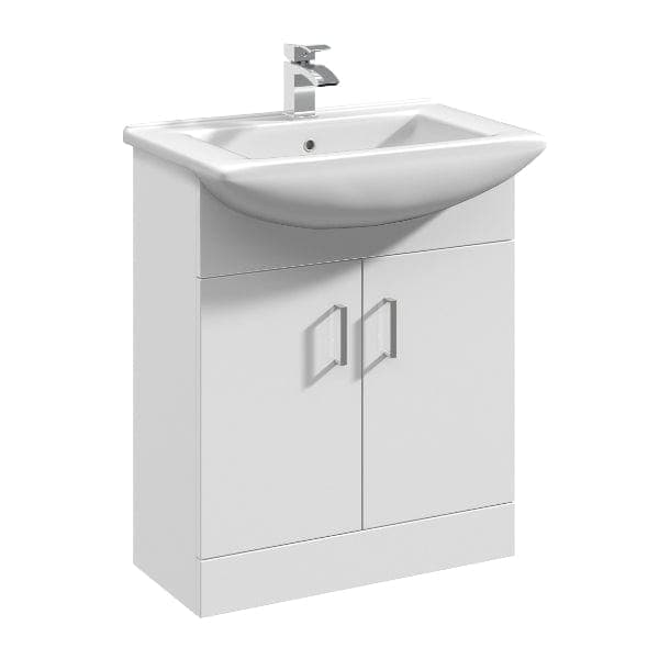 Nuie Floor Standing Vanity Units,Modern Vanity Units,Basins With Floor Standing Vanity Units,Nuie 650mm Nuie Mayford 1 Door Floorstanding Vanity Unit With Square Basin - Gloss White