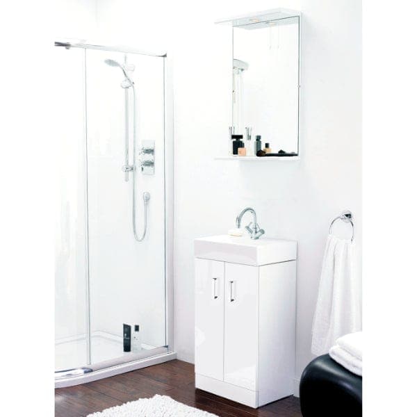 Nuie Floor Standing Vanity Units,Modern Vanity Units,Basins With Floor Standing Vanity Units, Nuie Nuie Mayford 2 Door Floorstanding Vanity Unit With Basin 450mm Wide - Gloss White
