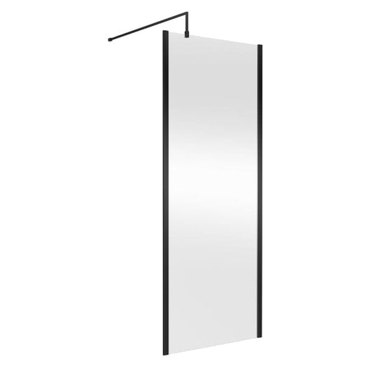 Nuie Wet Room Glass & Screens 800mm / Matt Black Nuie Outer Framed Wetroom Screen with Support Bar