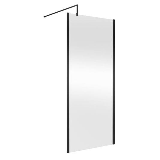 Nuie Wet Room Glass & Screens 900mm / Matt Black Nuie Outer Framed Wetroom Screen with Support Bar