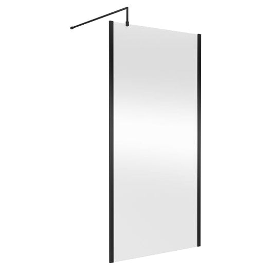 Nuie Wet Room Glass & Screens 1000mm / Matt Black Nuie Outer Framed Wetroom Screen with Support Bar