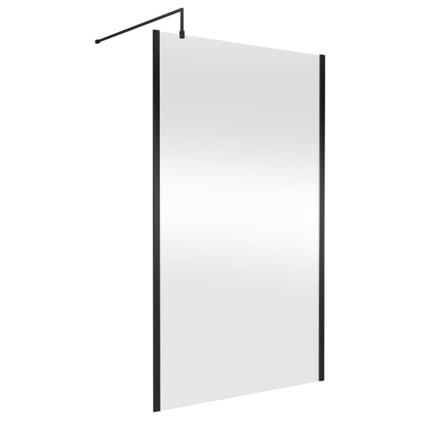 Nuie Wet Room Glass & Screens 1200mm / Matt Black Nuie Outer Framed Wetroom Screen with Support Bar