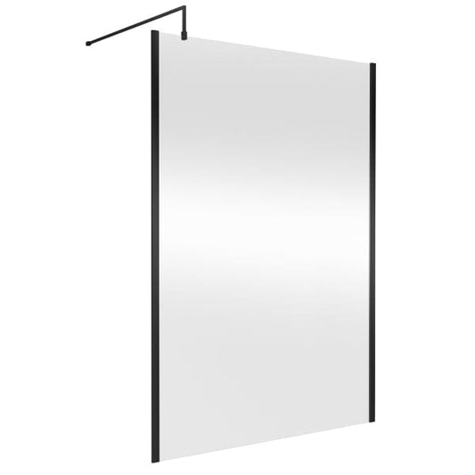 Nuie Wet Room Glass & Screens 1400mm / Matt Black Nuie Outer Framed Wetroom Screen with Support Bar