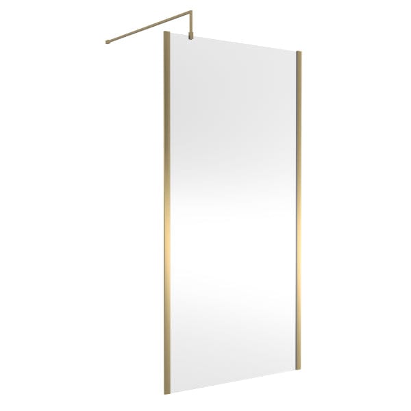 Nuie Wet Room Glass & Screens 1000mm / Brushed Brass Nuie Outer Framed Wetroom Screen with Support Bar