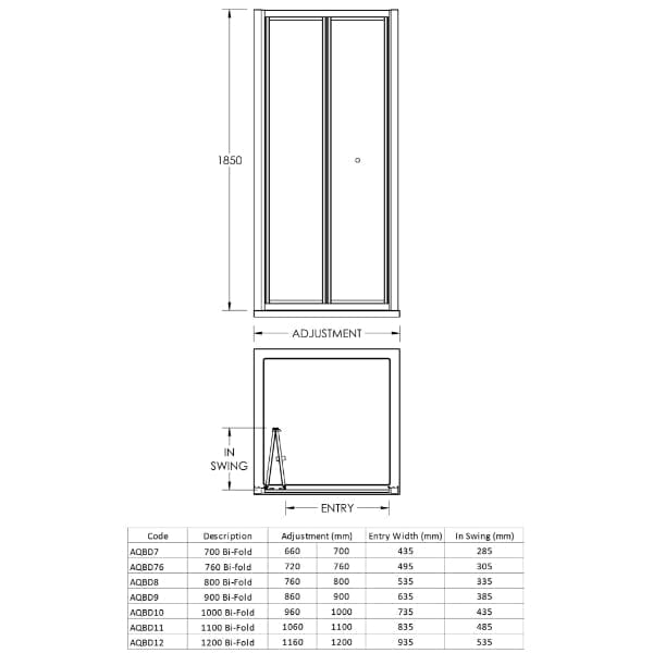 Nuie Bi-Fold Shower Doors,Shower Doors,Nuie Nuie Pacific Bi-Fold Shower Door - Chrome