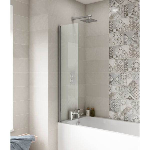 Nuie Bath Screens,Nuie,Bath Accessories Nuie Pacific Fixed Shower Bath Screen - 1400mm x 350mm - Polished Chrome