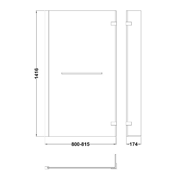 Nuie Bath Screens,Nuie,Bath Accessories Nuie Pacific L Shaped Shower Bath Screen With Towel Rail - 1400mm x 805mm - Polished Chrome