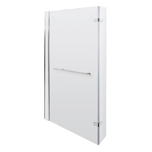 Nuie Bath Screens,Nuie,Bath Accessories Nuie Pacific L Shaped Shower Bath Screen With Towel Rail - 1400mm x 805mm - Polished Chrome