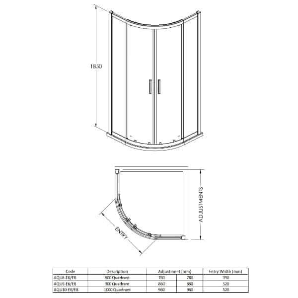 Nuie Quadrant Shower Enclosure,Enclosure,Nuie Nuie Pacific Quadrant Shower Enclosure - Chrome