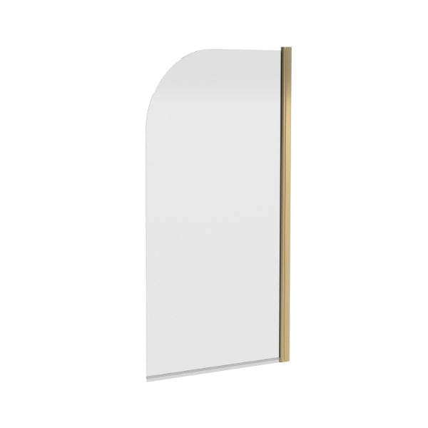 Nuie Bath Screens,Nuie,Bath Accessories Nuie Pacific Round Top Hinged Shower Bath Screen - 1430mm x 785mm - Brushed Brass