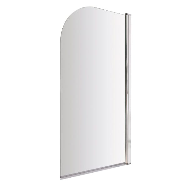 Nuie Bath Screens,Nuie,Bath Accessories Nuie Pacific Round Top Hinged Shower Bath Screen - 1430mm x 785mm - Polished Chrome