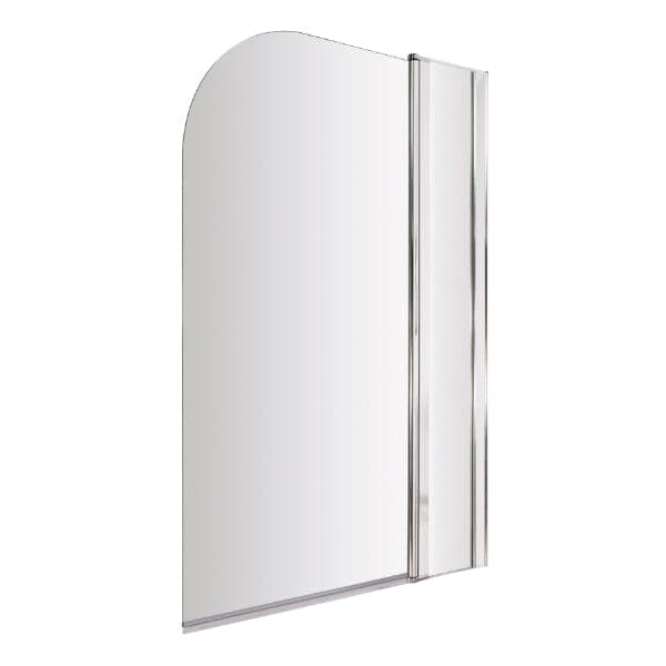 Nuie Bath Screens,Nuie,Bath Accessories Nuie Pacific Round Top Hinged Shower Bath Screen With Fixed Panel - 1430mm x 790mm - Polished Chrome