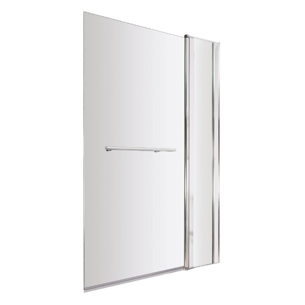 Nuie Bath Screens,Nuie,Bath Accessories Nuie Pacific Square Hinged Shower Bath Screen With Fixed Panel And Rail - 1435mm x 1005mm - Polished Chrome